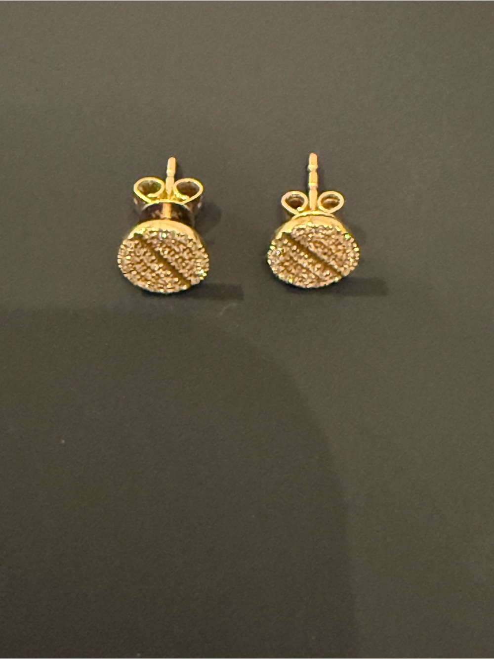 14K Yellow Gold Pavé Diamond Round Disc Stud Earrings